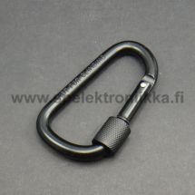 Karabiinihaka 80 mm retkeilyyn alumiinia kierrelukitus musta